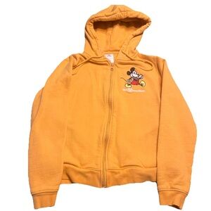 Walt Disney World Mickey Mouse Jacket Hoodie XS Gold Yellow Zip Up Embroidered